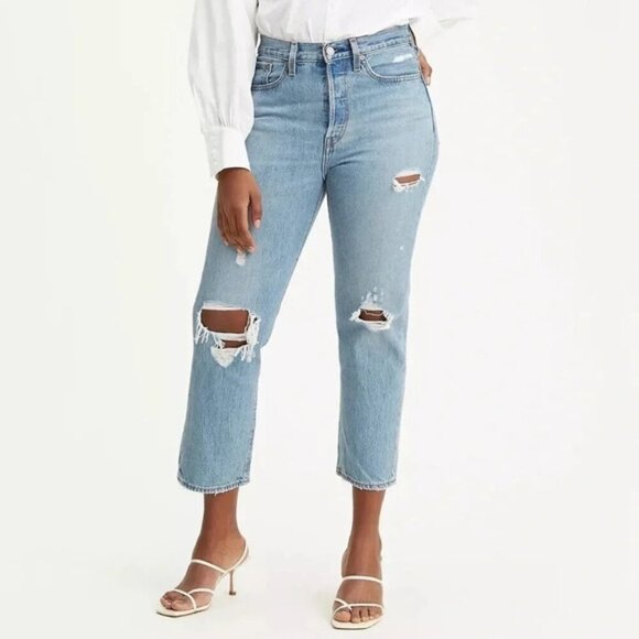 Levi's Wedgie Straight Fit Jeans Authentically Yours Medium Wash High Rise Denim - Picture 4 of 15